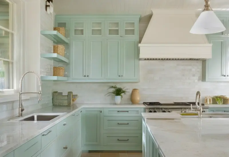 Coastal style kitchen styled with AInteriors interior design tool