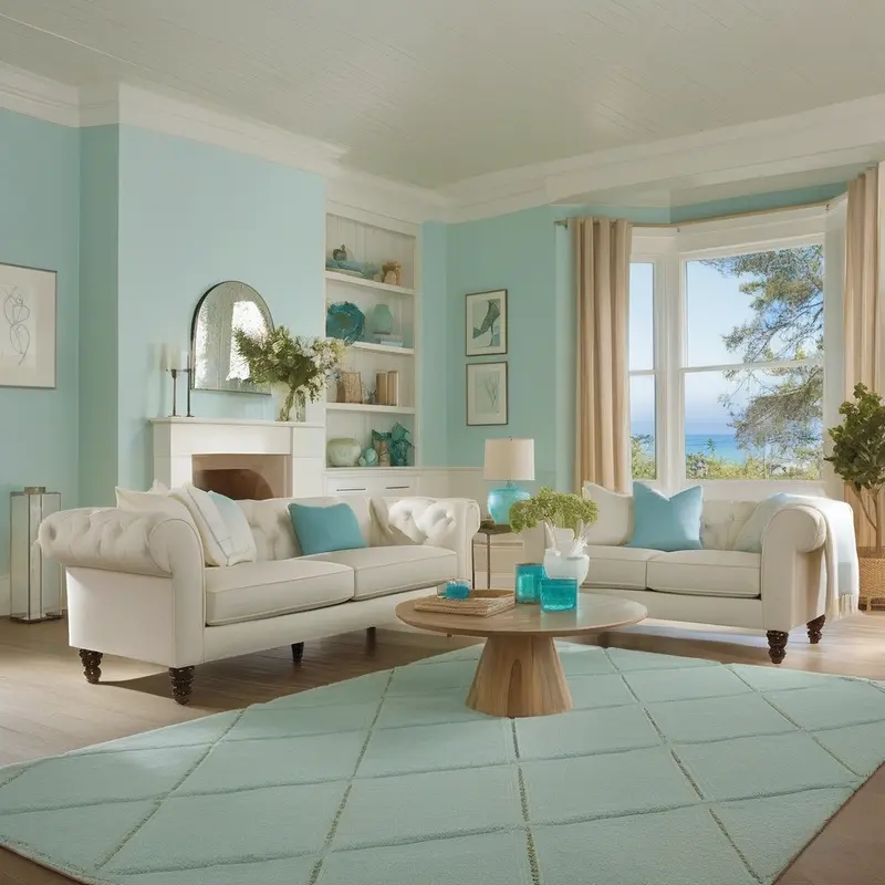 Living room redesigned in a Coastal style with our AI interior design tool