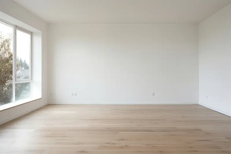 A cozy modern living room virtually staged from an empty room with AInteriors virtual staging tool.