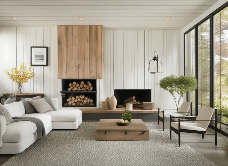 A room designed in the Farmhouse style using AInteriors interior design app.