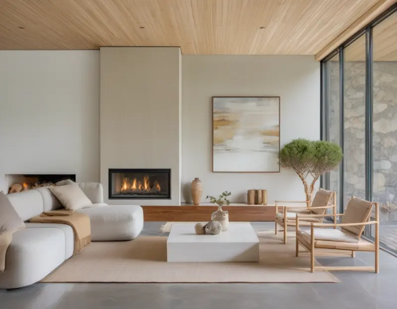 A room designed in the Zen style using AInteriors interior design app.